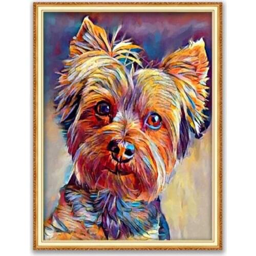 Animal Yorkshire Terrier DIY Cross Stitch Embroidery 11CT Kits Craft Needlework Set Printed Canvas Cotton Thread Home Decoration