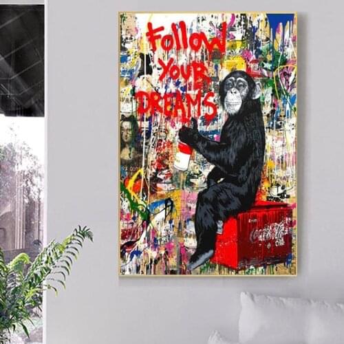 Follow Your Dreams Street Wall graffiti Art Canvas Paintings Abstract Art Canvas Prints For Kids Room Cuadros Decor