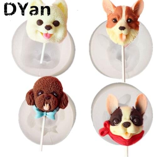 New Dog Cute Avatar Lollipop Silicone Mold Chocolate Mold Cake Mold DIY Cake Baking Decoration Tool A1572