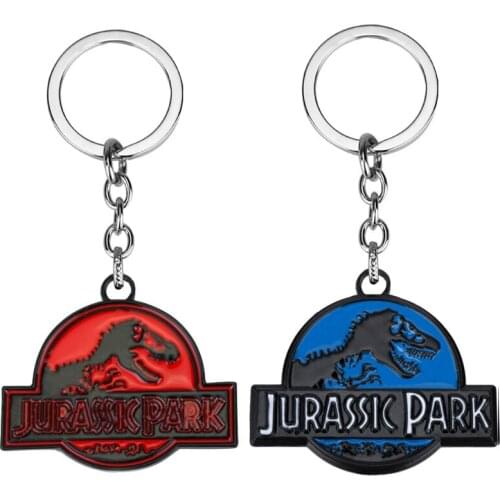 New Hot Movie Jurassic Park Dinosaur Enamel Metal Pendent Keychains Keyrings For Men Woman KIds Children Christmas Gift