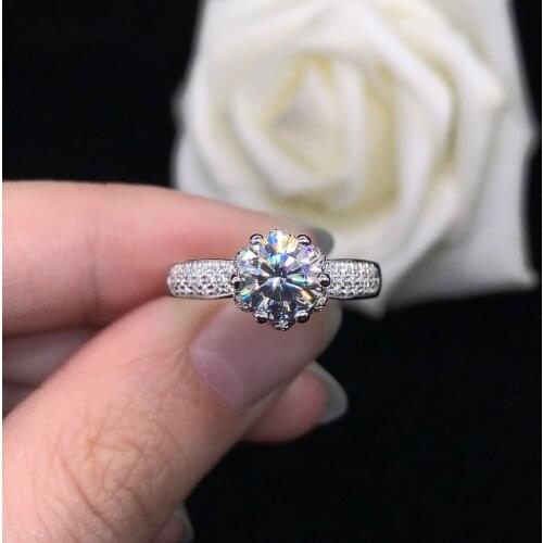 Daintiness 1Ct 6.5mm D Color VVS1 Moissanite Engagement Ring AU585 14K White Gold Ring Wedding Diamond Jewelry