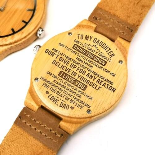 Dad To My Daughter-Birthday graduation giftEngraved Wooden Watch Women Watch Japan Automatic Quartz Watches Girl Wrist