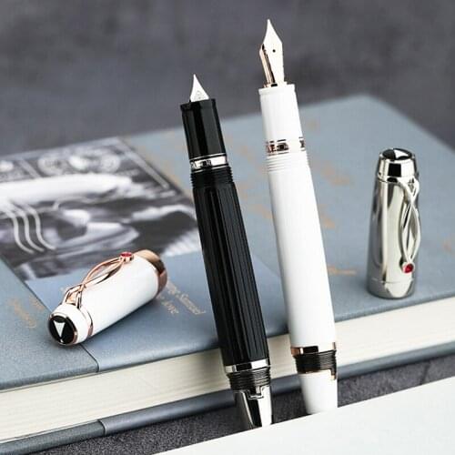 Moonman X1 Resin Retractable Fountain Pen Ink Pen Iridium EF/F Nib White/Black Short Writing Gift Office Business School Pen
