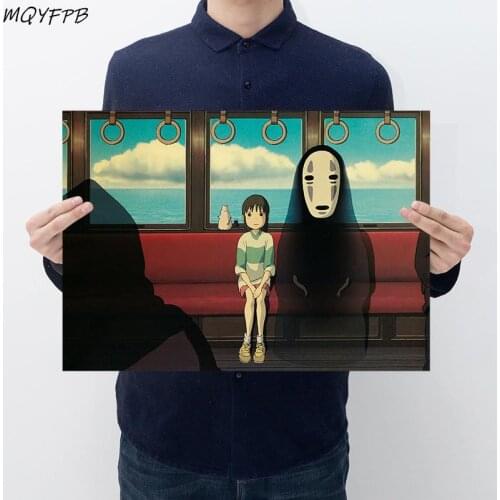Anime Spirited Away Metro Faceless Man Kraft Paper Poster Wall Sticker Household Goods Decoration Painting Gift