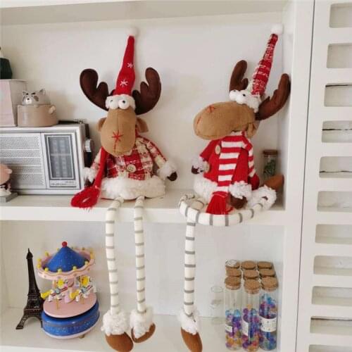 Christmas Decoration Deer Figure Festival Ornaments for House Long Leg Elk Doll New Years Eve Ornaments Toy Decoracion Hogar