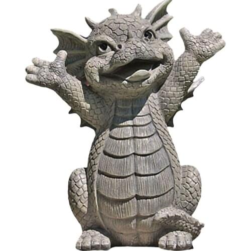 Garden Decorations Toothless Statue Meditative Dinosaur-Shaped Resin Statue Sculpture Decorative Tool for Backyard Park