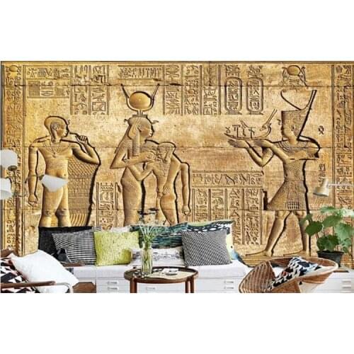 Custom Made Nonwovens Wallpaper HD Egyptian Relief Mural Mythology TV Background Wall