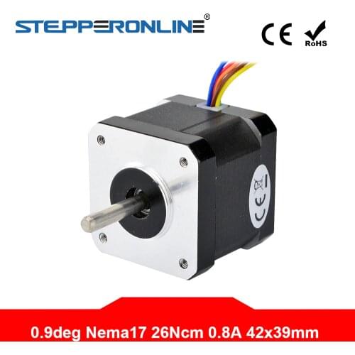 0.9deg Nema 17 Stepper Motor Unipolar 26Ncm(36.8oz.in) 39mm 0.8A 6-lead for DIY CNC 3D Printer Motor