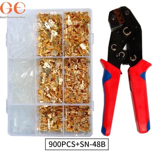 SN-48B wire crimping plier 0.5-2.5mm2 20-13AWG precision jaw with 2.8 4.8 terminals sets tools 120/270/315/320/600/900pcs box