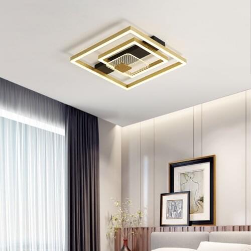 Modern Simple and Light Luxury Room Ceiling Lamp Square Creative Personality Golden Study Lamp Warm and Romantic Bedroom Lamps