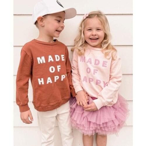 Children Fashion Letter Sweatshirt Kids Spring Autumn Casual Round Neck Long Sleeve Pullover Sweater Tops, 0-3Years