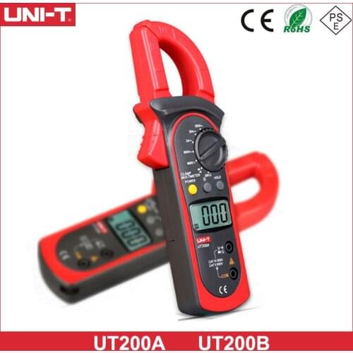 UNI-T UT200A UT200B LCD Digital Clamp Meter Backlight Ohm DMM AC 200A 600A DC AC Voltmeter Ammeter Resistance Tester Multimeter