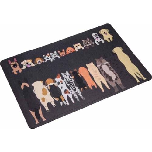 Entrance Doormats Funny Rubber Door Mat Dogs and Cats Printed Carpet For Living Room,Bedroom Floor Mats Kitchen 40x60cm
