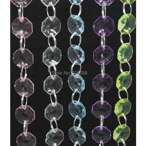 11 Yards 16mm Octagonal Acrylic Crystal Beaded Garland Strand Shimmer Curtain Party Wedding Decoration