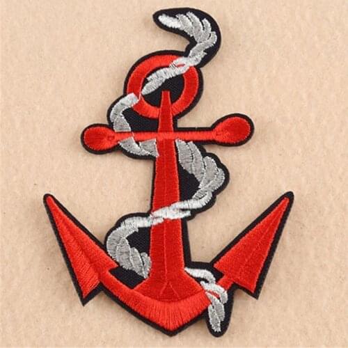 Clothing diy embroidery iron on patch deal with it red anchor biker patches for clothes cartoon stickers fabric free shipping