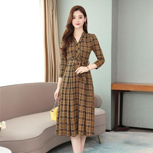 Модные платья в клетку Wangxiangqian China At AliExpress