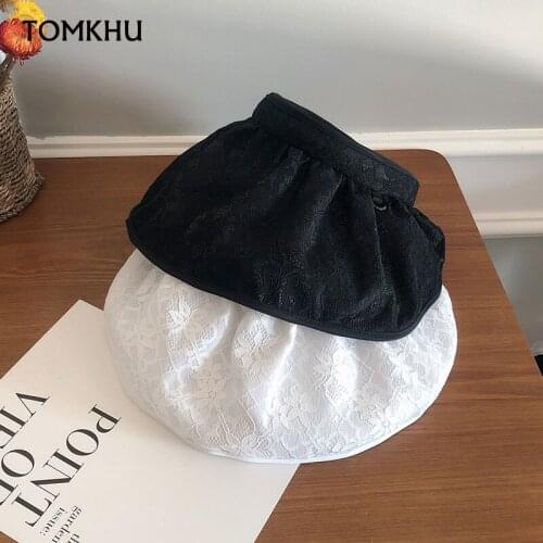New Style Women Beach Lace Cap Sun Hats Wide Large Brim Visor Empty Top Hat Female Summer Sunscreen Folding Big Sun Hat for Girl