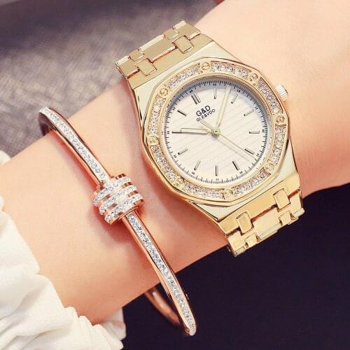 2019 G&D Fashion Womens Watches Luxury Rhinestones Ladies Dress Watch Quartz Wristwatch Female Clock reloj mujer Gift for Women