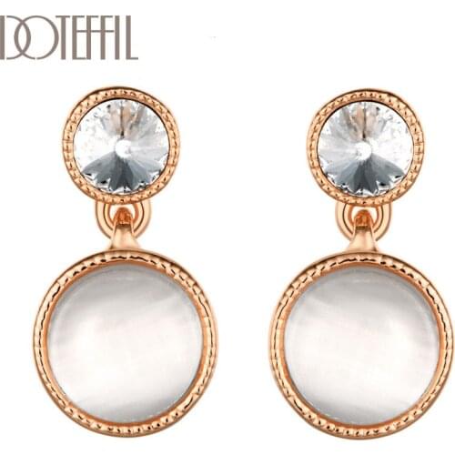 DOTEFFIL 925 Sterling Silver/18K Gold Cat Eye AAA Zircon Earrings Charm For Women Jewelry Fashion Wedding Party Gift