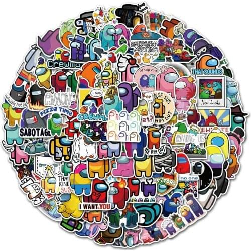 100PCS Among Us Stickers Game Plush Toy Laptop Skateboard Sticker Luggage Decal