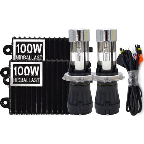 12V 100W HID Headlight Kit H4 Hi/Lo Bixenon HID Bulb Kit 4300K 5000K 6000K 8000K H4 Car Light High Power 100W HID Ballast Kit
