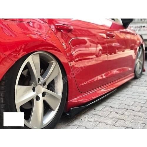 2pcs For Seat Leon Car Side Skirt Rocker Splitter Winglet Side Wing Bumper Lip Bumper Black Carbon Fiber Look Side Skirts