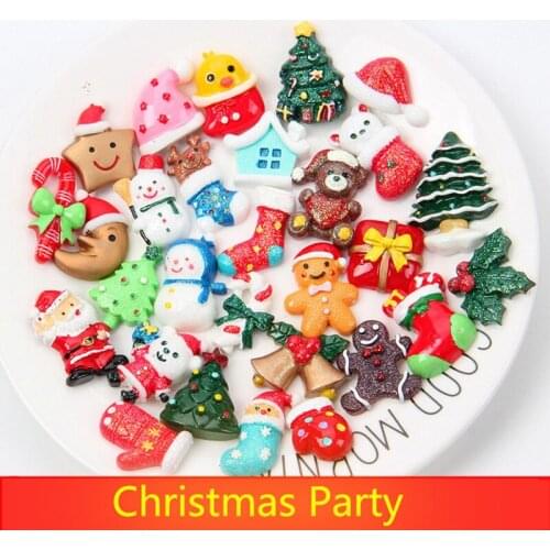 20Pcs Mixed Resin Christmas Lucky Bag Crafts Decorations Flatback Cabochon Scrapbooking Diy Embellishments Hair clip Accessories