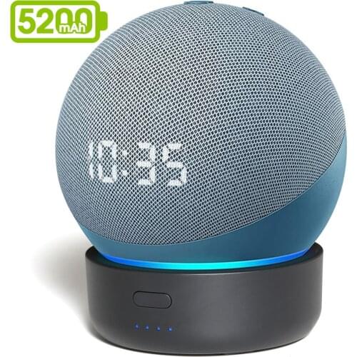 GGMM D4 5200mAh Battery Base for Amazon Echo Dot 4th Generation Alexa Speaker Portable Power Bank for Dot4 Holder Mount Stand