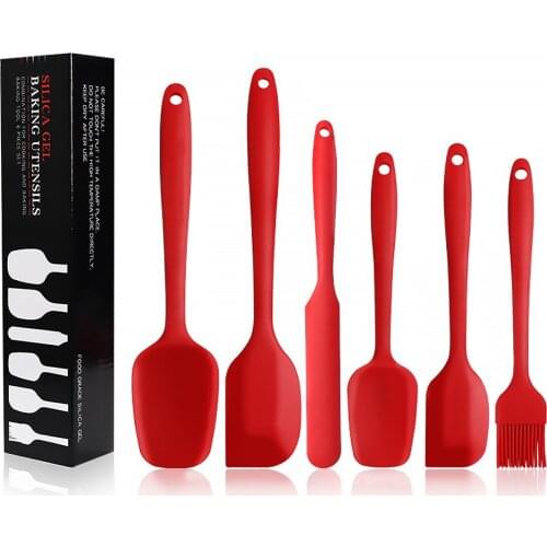 6Pcs Silicone Spatulas Cake Cream Scrapers Heat-Resistant Oil Brush Non-stick Baking Kitchen Utensil Set
