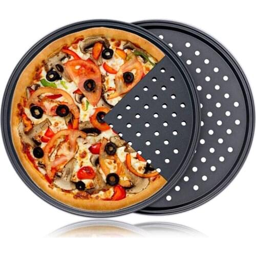 Carbon Steel Non-stick Pizza Baking Pan Tray 32cm Pizza Plate Dishes Holder Bakeware Home Kitchen Baking Tools Accessories