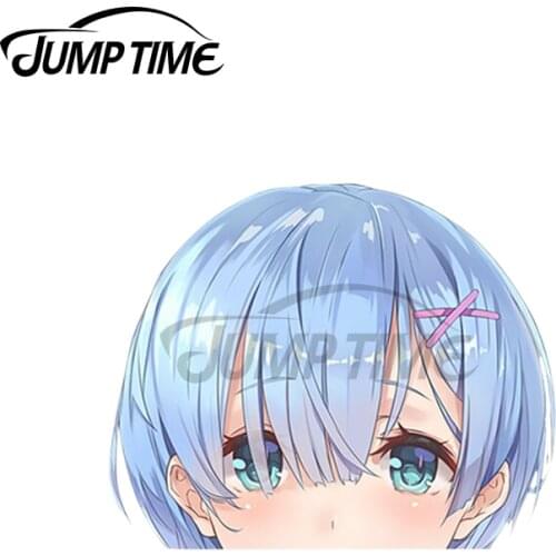 Jump Time 13 x 8.2cm For Anime Peeker Rem Car Stickers and Decals Cute Girl Anime Occlusion Scratch Waterproof Vinyl Decor