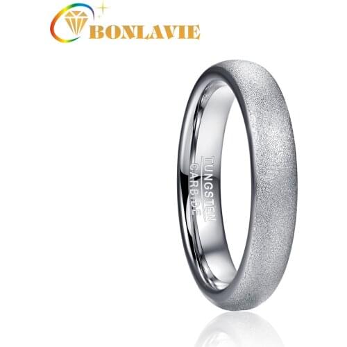 BONLAVIE Wide 4mm 6mm 8mmSandblasted Steel Color Round Tungsten Steel Ring Wedding Bands for Women and Men