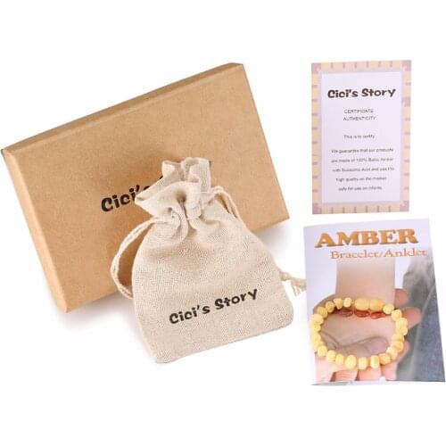 Raw Baltic Amber Teething Bracelet for Baby(Butterscotch Raw) - Natural Anti Inflammatory Beads - 2 Sizes - Lab Tested