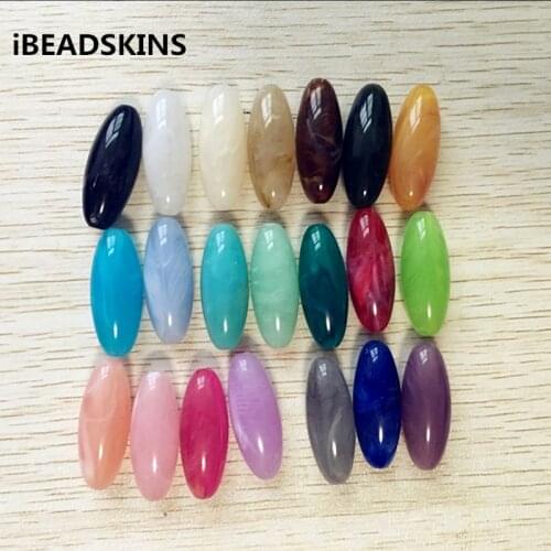 Choose color)31.5X12mm 170pcs/lot Acrylic marble effect Pointed ellipse shape (As shown) beads for DIY beads Jewelry making