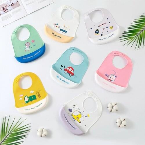 Cartoon Animal Baby Bibs Waterproof Soft Silicone Baby Girl Boy Feeding Stuff Printed Adjustable Kids Children Bib Apron