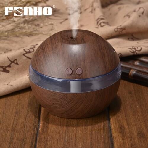 FUNHO 300ml USB Electric Air Humidifier Aroma Essential Oil Diffuser Wood Grain Mini Mist Maker LED Night Light For Home Car