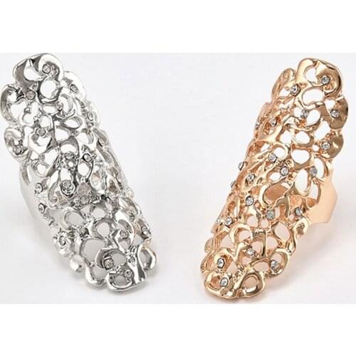 Unisex Sterling Steel Rings Hollow Out Crystal Ancient Gold Silver Color Ring for Girlfriend Boyfriend Gift Jewelry 2021