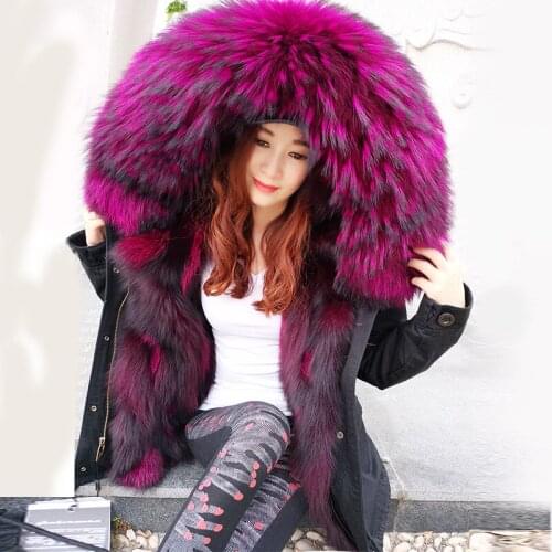 MAOMAO KONG2020 womens black army green Large raccoon fur collar hooded coat parkas outwear Fox fur lining lining winter jacket