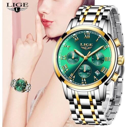 Luxury Brand LIGE Rose Gold Watches For Women Quartz Wrist watch Fashion Ladies Bracelet Waterproof Watch Clock Relogio Feminino