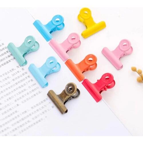 Candy Color Metal Clip Pink Red Blue Orange Paper Clip Note Letter Office Learning Binding Stationery Supplies Folder Bill Clip