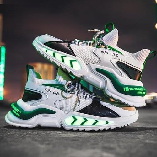 Mens Shoes Breathable Sneakers Men Casual Shoes Luminous Thick-soled Tennis Daddy Shoes New 2021 Fashion Men Running Shoes