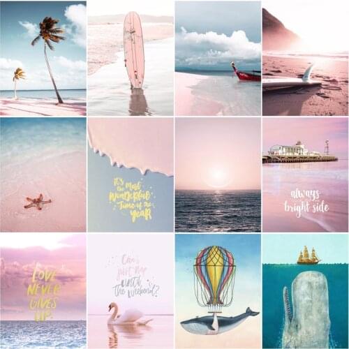 RUOPOTY 60x75cm Frame Diy Painting By Numbers Pink Seaside Landscape Canvas By Numbers Modern Wall Art For Home Decor Artcraft