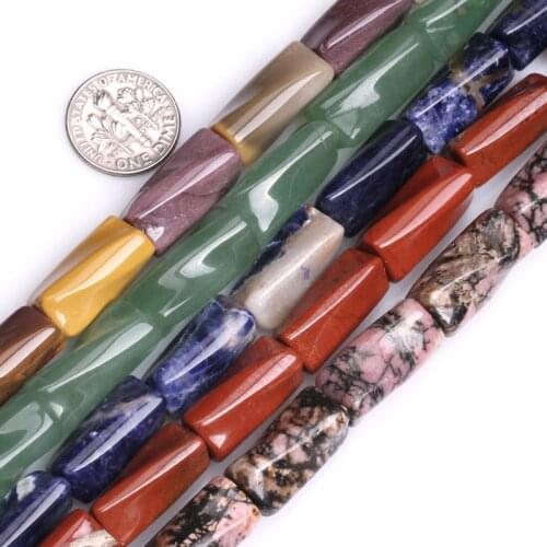 Gem-inside Natural Twist Columnar Column Beads Beads For Jewelry Making DIY Bracelet Size 9x20mm Std 15"Selectable Material