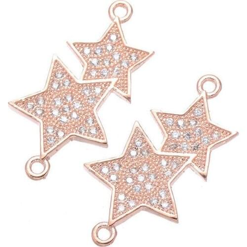 One piece popular micro pave CZ copper five star diy jewelry finding mp046