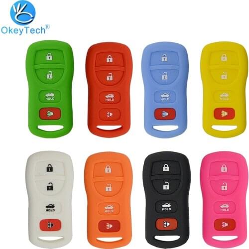 Okeytech For Nissan Armada Sentra 350Z Altima Maxima Infiniti Keyless Holder 4 Button Remote Smart Card Car Key Fob Case Cover
