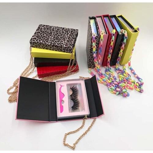 Wholesale 25mm Strip Lashes Dramatic Mink Eyelashes Gold/Candy Chain Lashes Boxes 1Pcs Custom Private Label Packaging