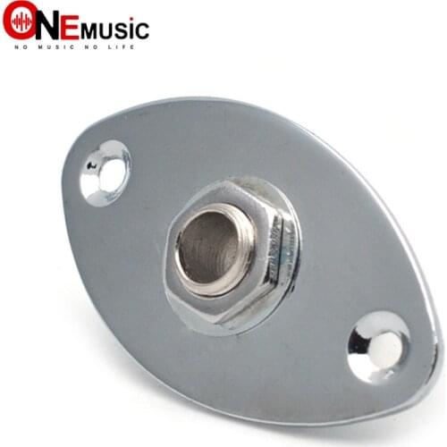 Oval Indented 1/4" Guitar Pickup Output Input Jack Plug Socket 6.35 for Bass Electric Guitar Chrome