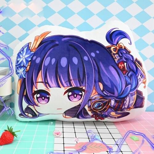 Anime Raiden Shogun Genshin Impact Double Sided Pattern Plush Stuffed Throw Pillow Cartoon Doll Sofa Bed Cushion Toy Xmas Gift