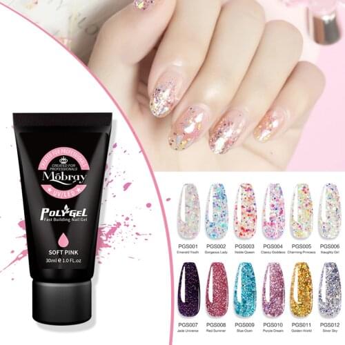 Mobray Poly UV Gel Nail 30ml Acrylic Quick Building Extension Poly Nail Gel Slip Solution Liquid Soak Off Gel Varnish Nail Art
