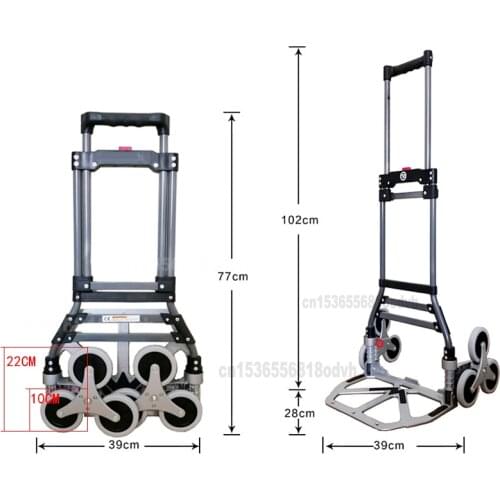 Portable Foldable Stair Climbing Car Courier Pushing Cargo Trolley Car Up And Down Stairs Small Trailer Artifact